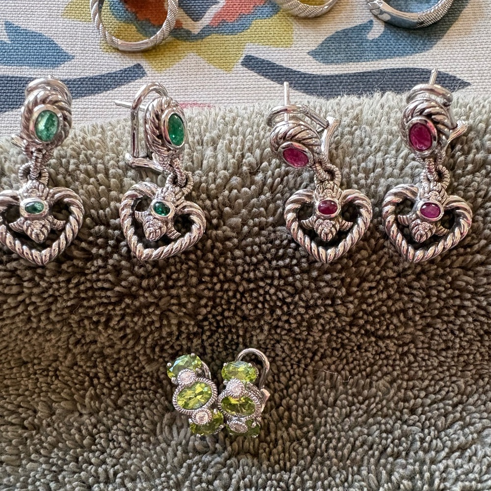 Judith Ripka! Elegant Sterling silver peridot earrings. Peridot Earrings ONLY!